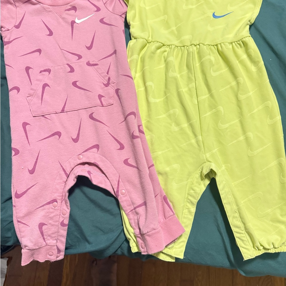 Nike Pink and Yellow Baby Romper Set